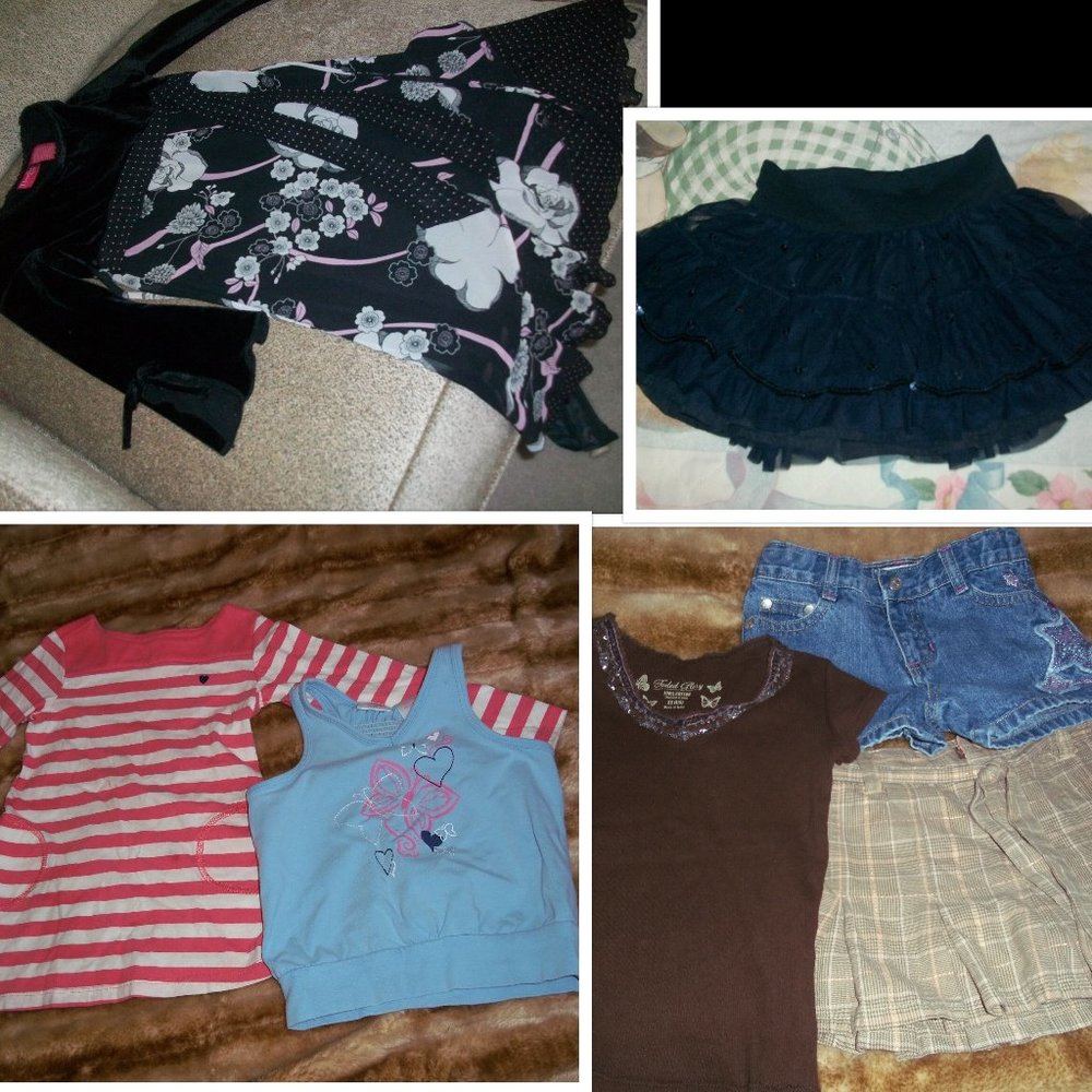 7 PC LOT Size 4/5 Years CLOTHES LOT FALL/SUMMER SHIRTS SHORTS SKIRTS DRESS